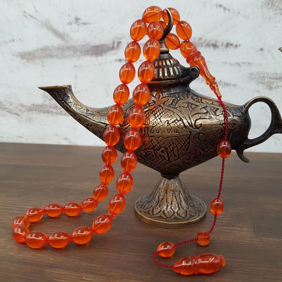 Yemen Zar Rengi Turuncu Ateş Kehribar Tesbih