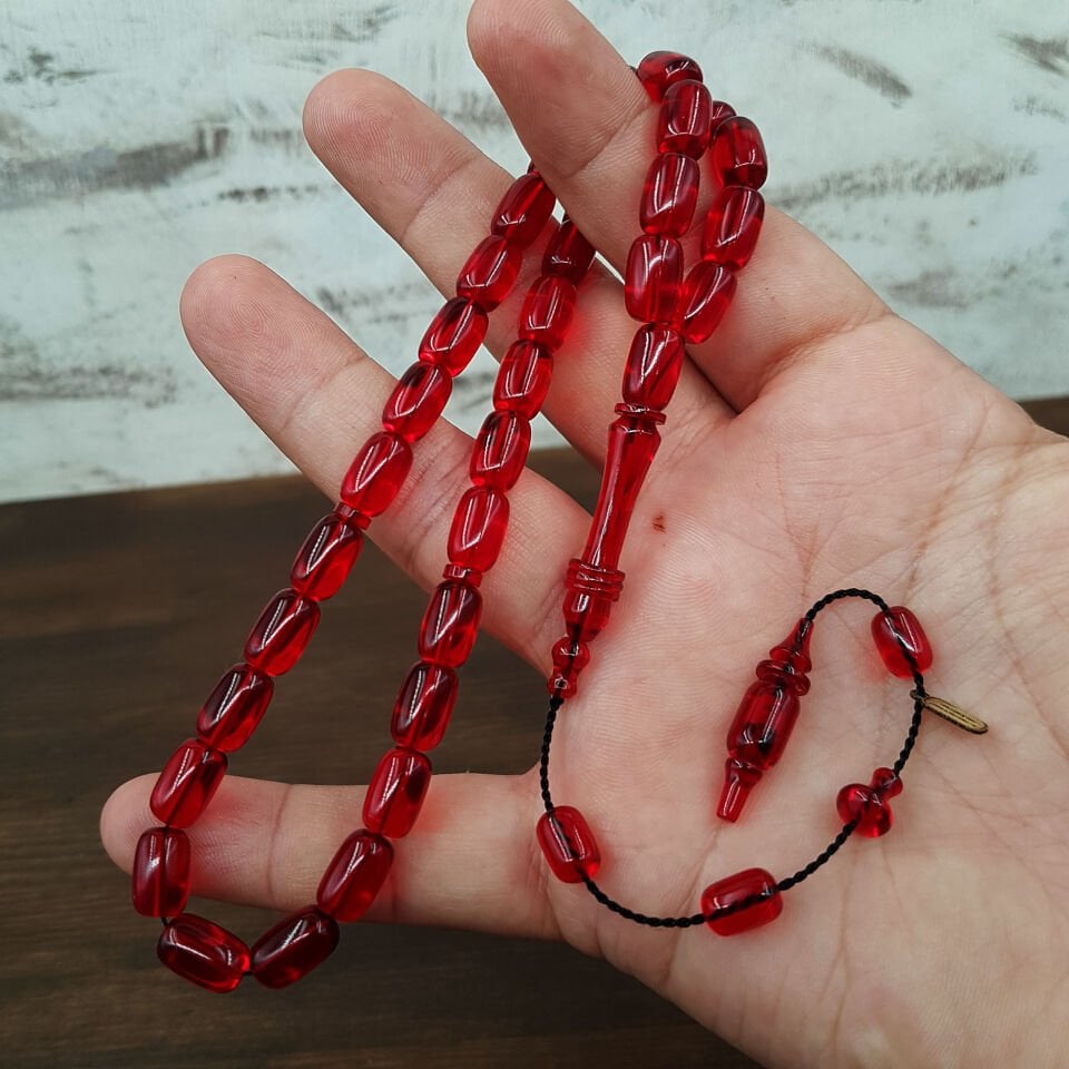 İmame Bilezikli Kırmızı Kapsül Ateş Kehribar Tesbih
