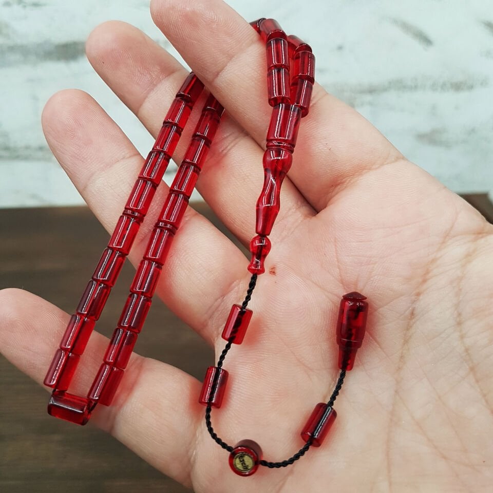 Bilek Boy Kırmızı Kesme Ateş Kehribar Tesbih