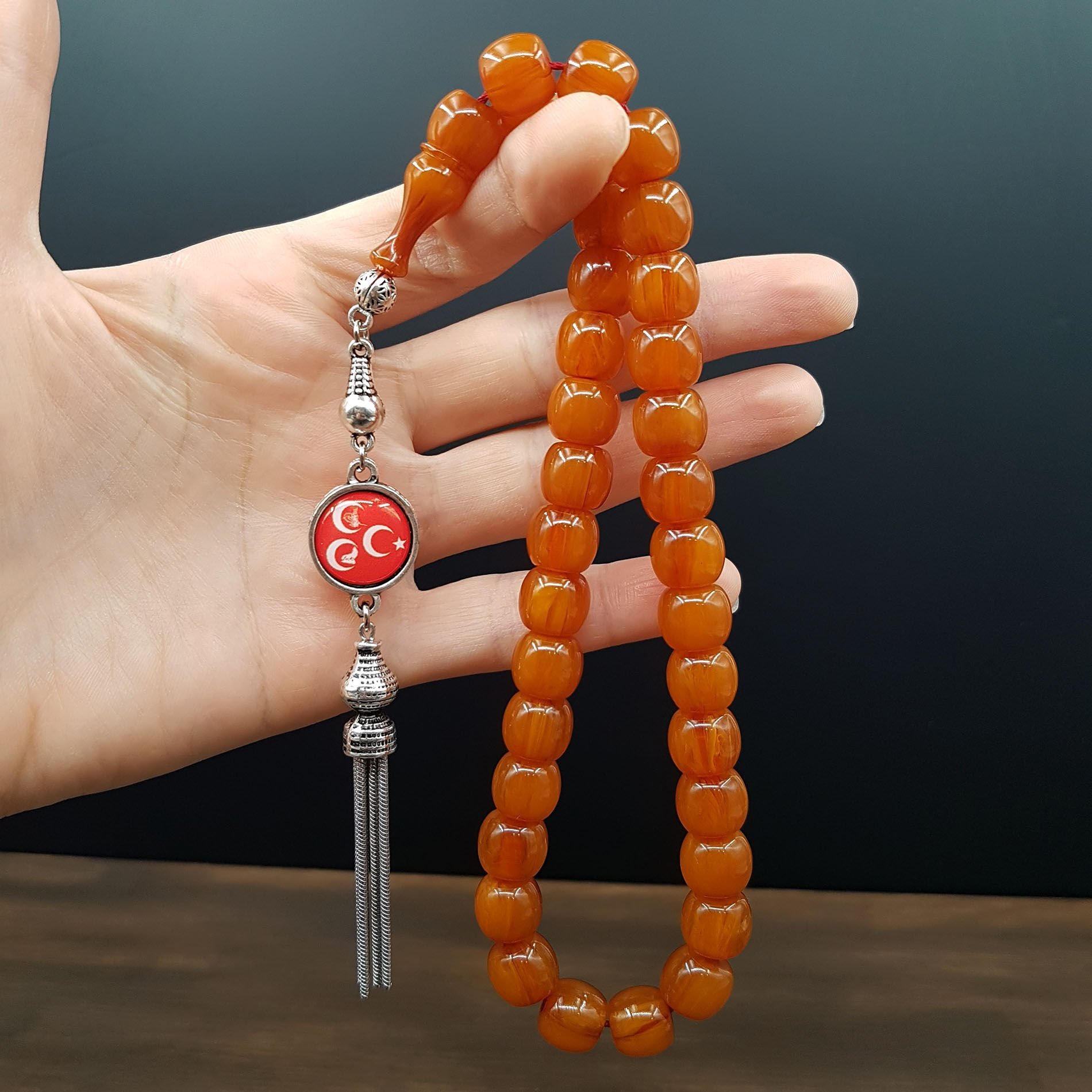 Kayısı Renk Fıçı Havşa Delim Sıkma Kehribar Tesbih