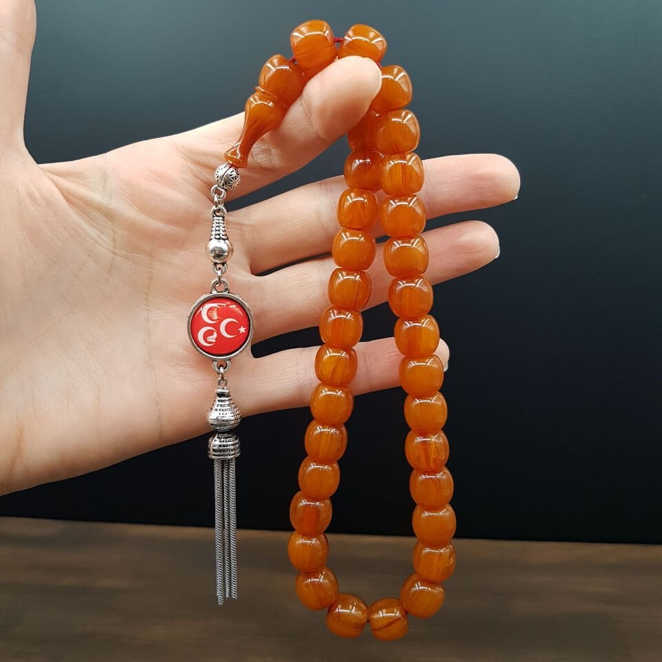 Kayısı Renk Fıçı Havşa Delim Sıkma Kehribar Tesbih