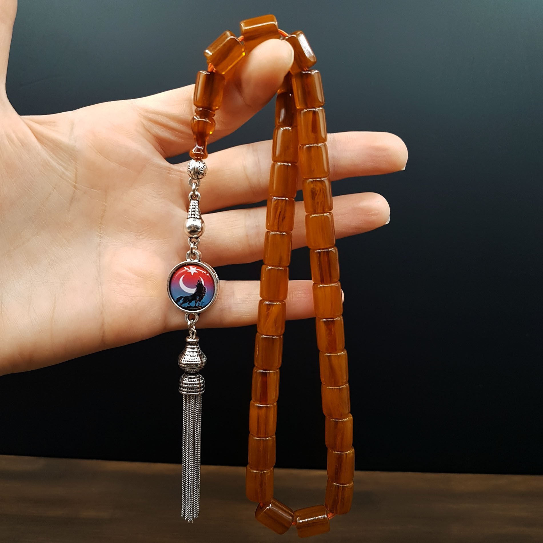 Bozkurt Tasarım Oval Kesme Sıkma Kehribar Tesbih