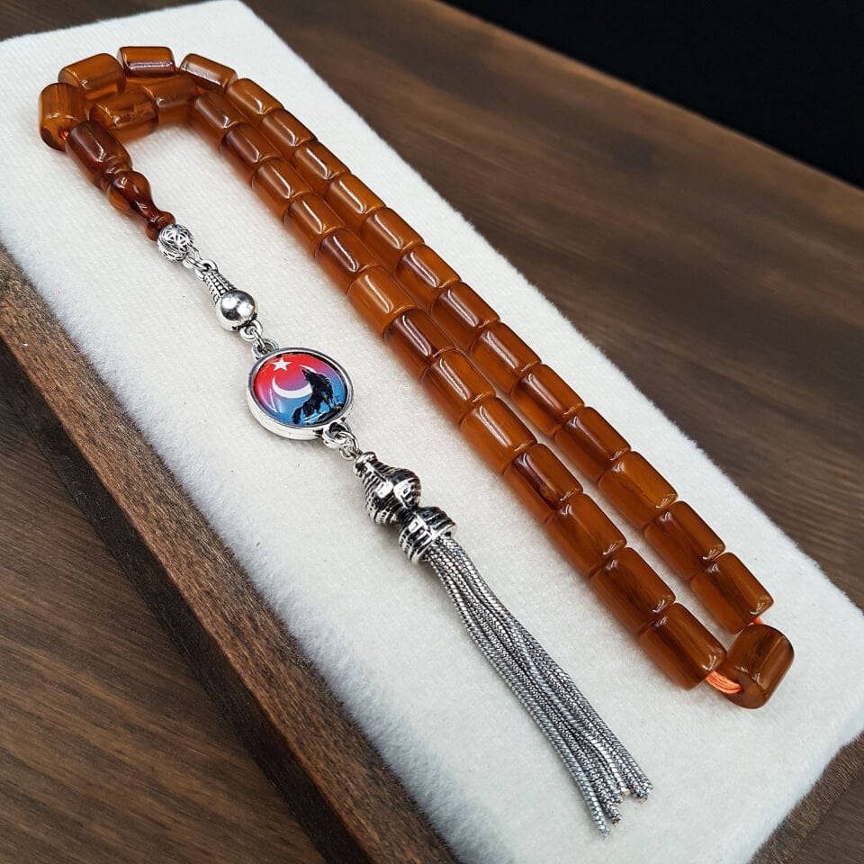 Bozkurt Tasarım Oval Kesme Sıkma Kehribar Tesbih