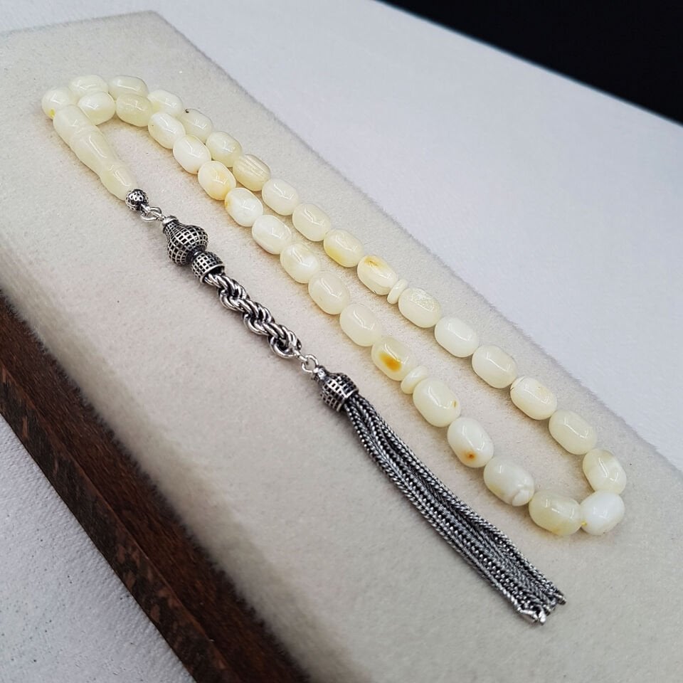 Bürokrat Boy Mat Beyaz Damla Kehribar Tesbih