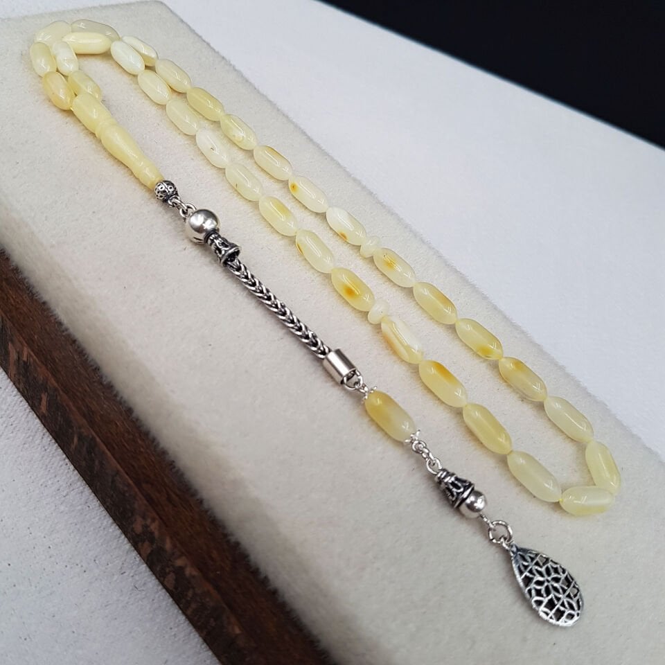 İnce Kesim Kaya Damla Kehribar Tesbih