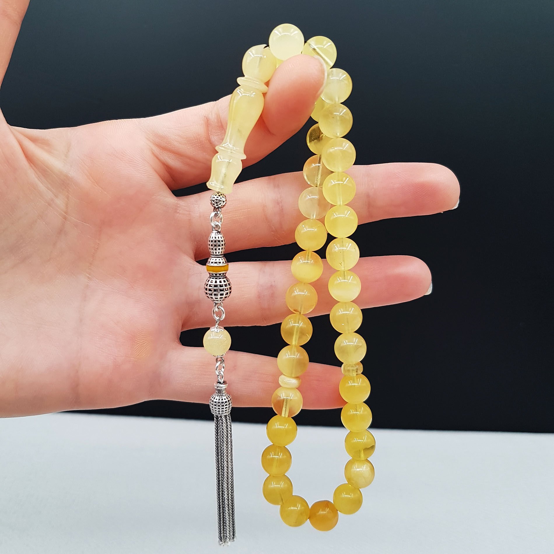 Bürokrat Boy Hareli Damla Kehribar Tesbih