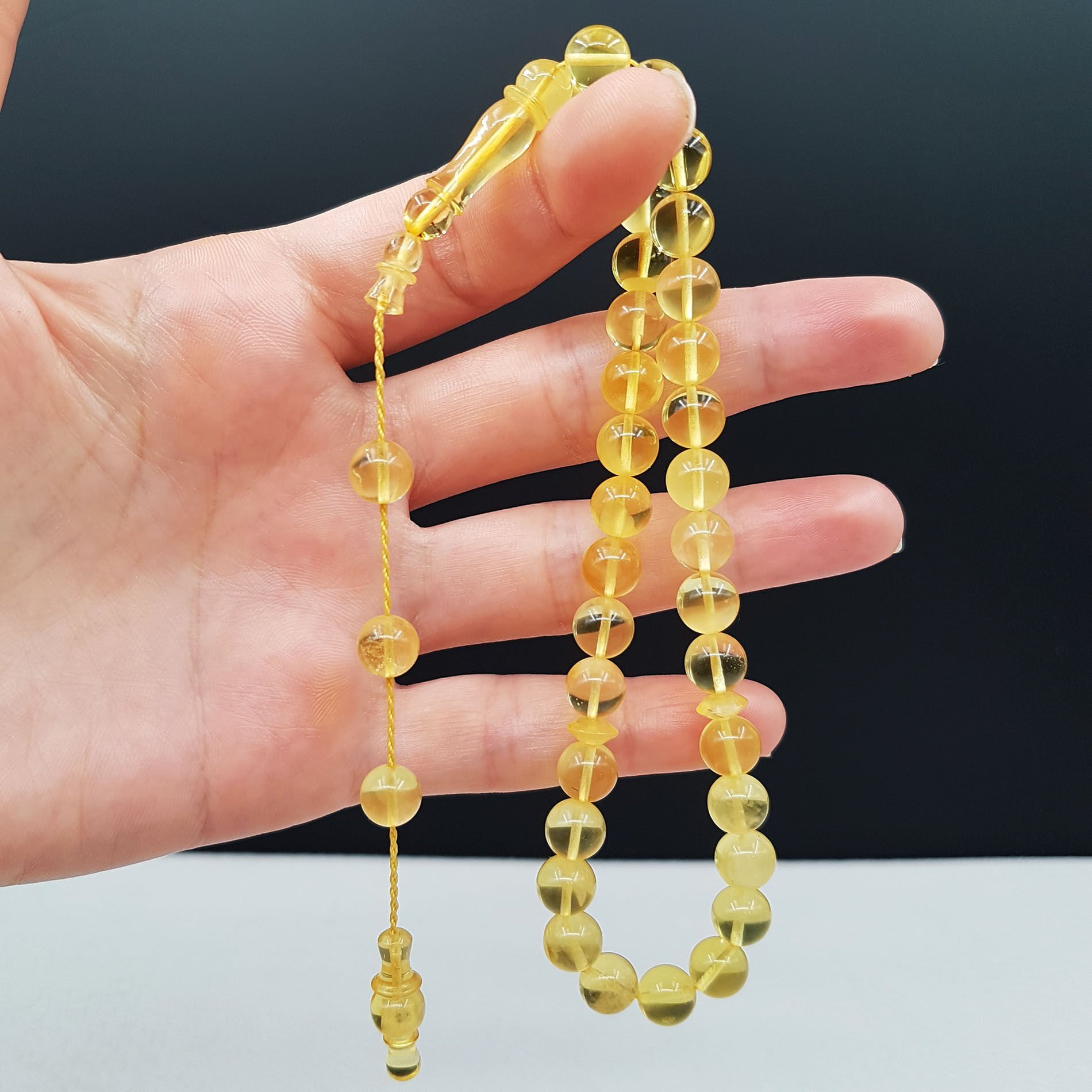 Bilek boy Buğulu Damla Kehribar Tesbih