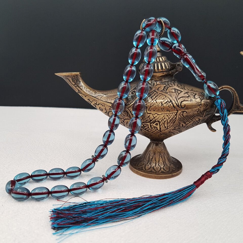 Turkuaz İp Püskül Ateş Kehribar Tesbih