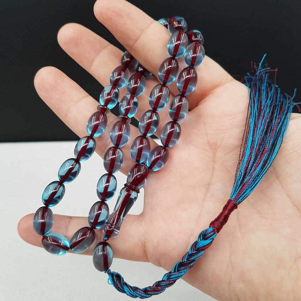 Turkuaz İp Püskül Ateş Kehribar Tesbih