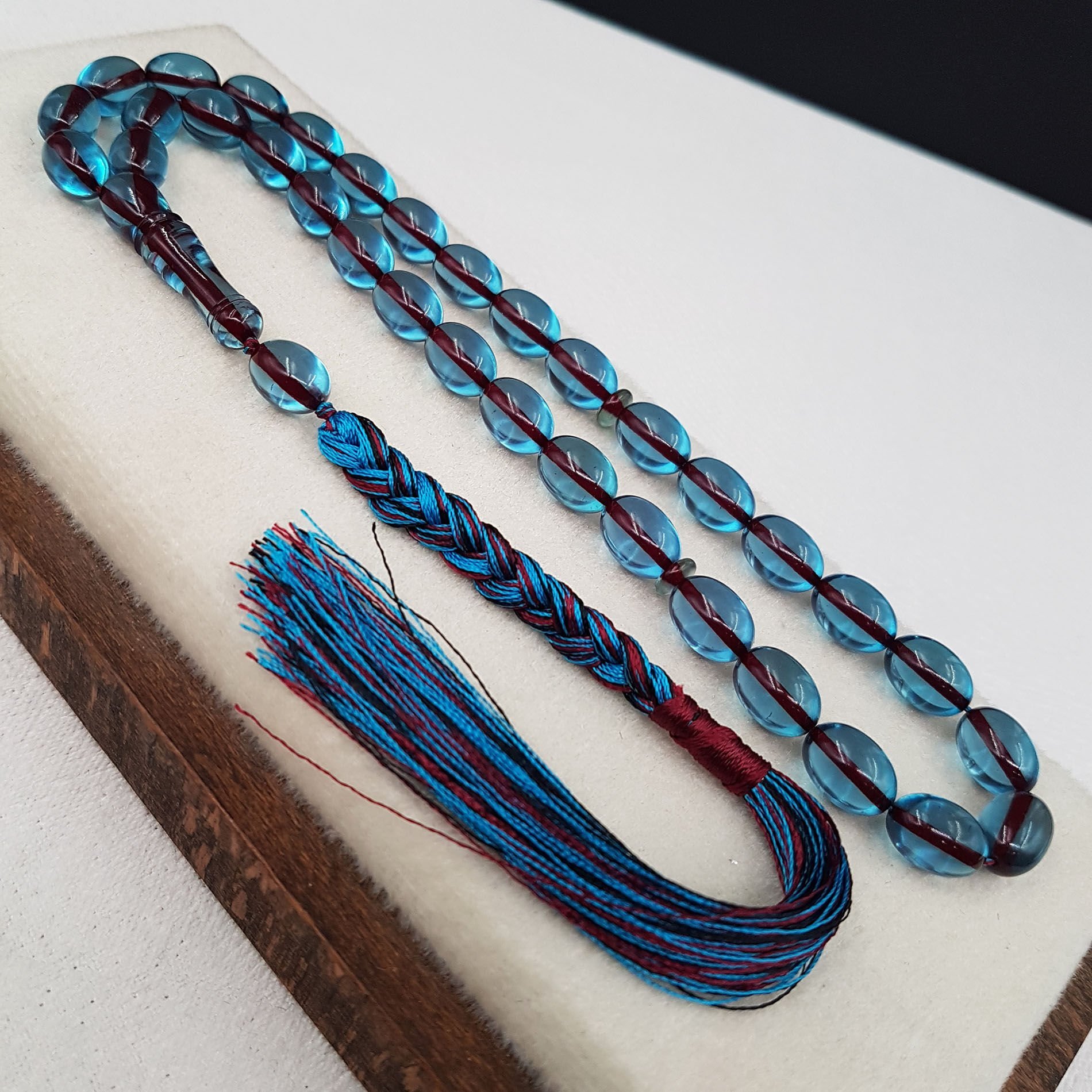 Turkuaz İp Püskül Ateş Kehribar Tesbih