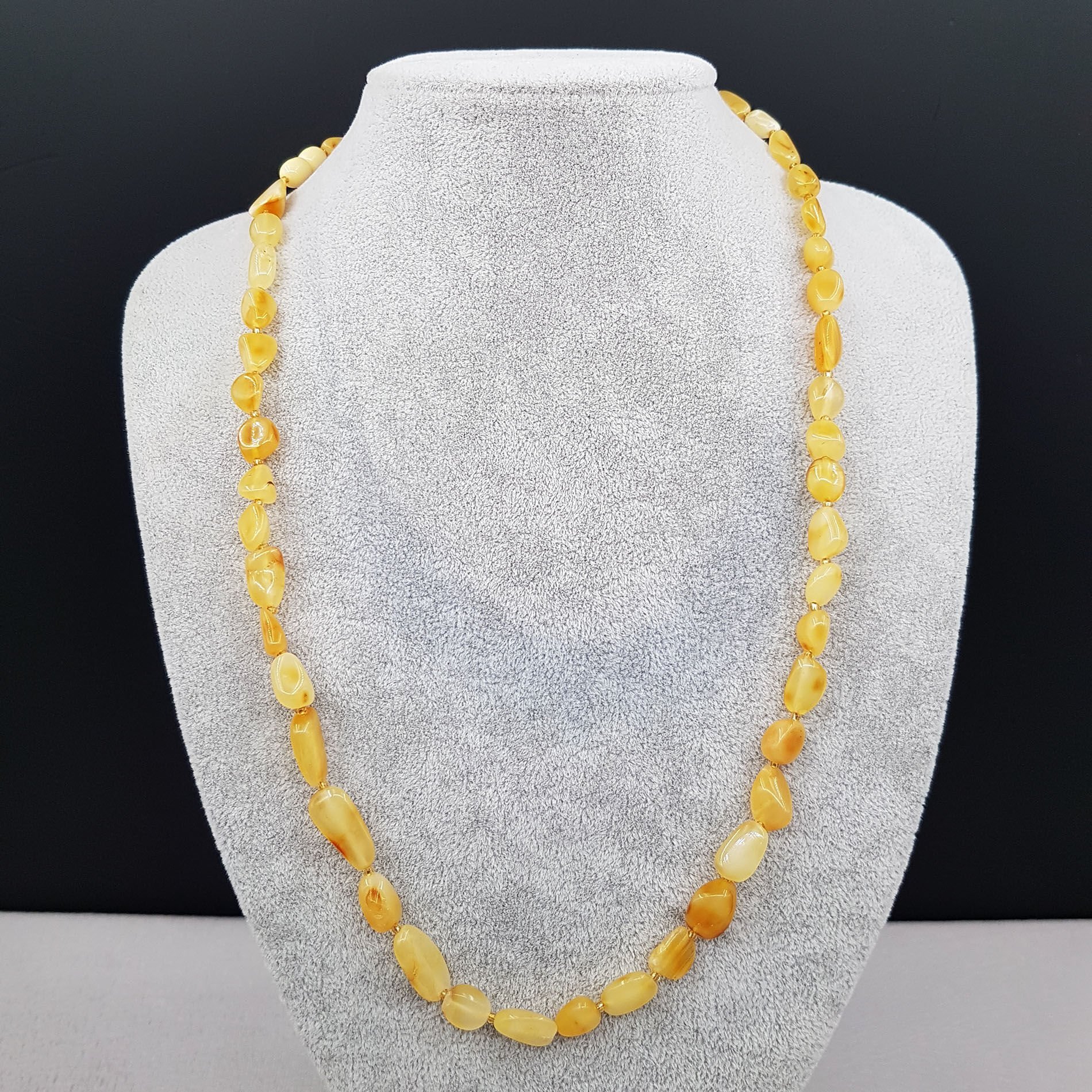 Sarı Mat Damla Kehribar Kolye