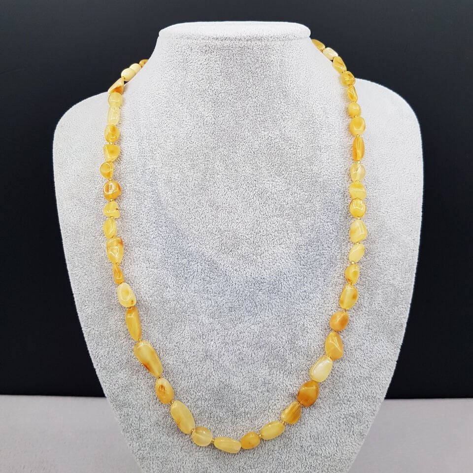 Sarı Mat Damla Kehribar Kolye