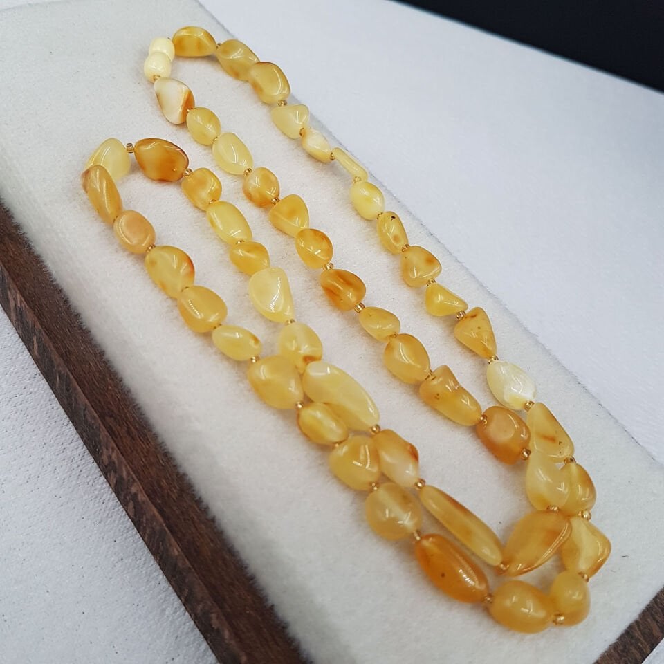 Sarı Mat Damla Kehribar Kolye