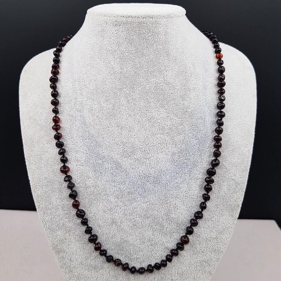 Koyu Kahve Damla Kehribar Kolye